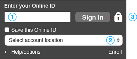Low-fidelity anonymized mockup of a disorganized bank login.