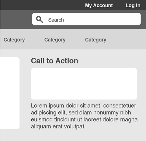 Low-fidelity anonymized mockup of a disorganized entertainment site login.
