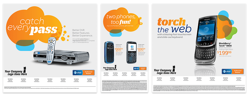 A grouping of three advertisements containing headlines we wrote.