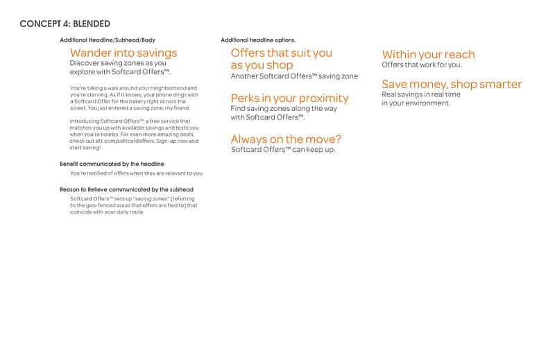 Mood board for a new service focusing on voice and additional copywriting options.