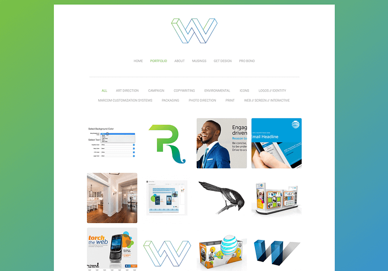 Screen grab showing the gradients used in our last website.